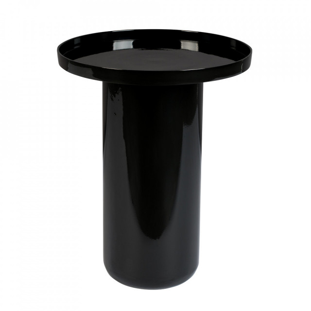Masa laterala neagra din metal 40 cm Shiny Zuiver