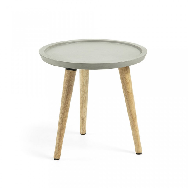 Masuta de cafea gri/maro din ciment si lemn 40 cm Lucy Kave Home
