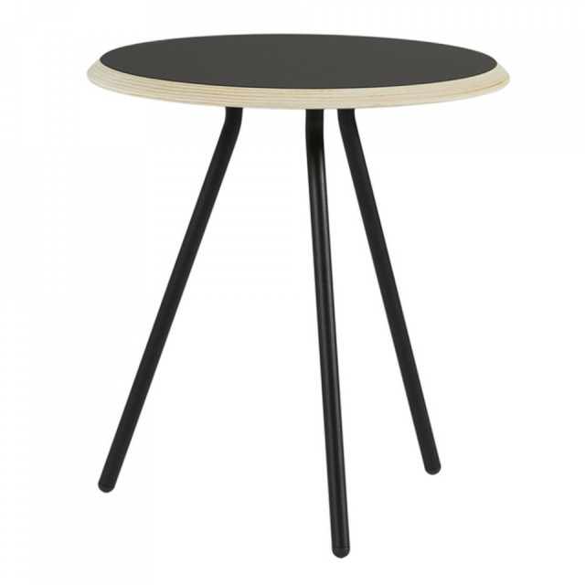 Masuta de cafea neagra din placi laminate si metal 45 cm Soround Fenix Woud