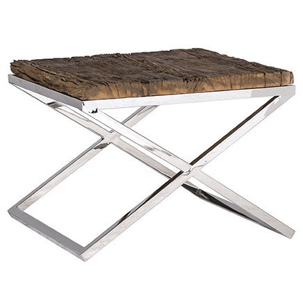 Masuta maro/argintie din lemn si inox 60x60 cm Kensington Richmond Interiors