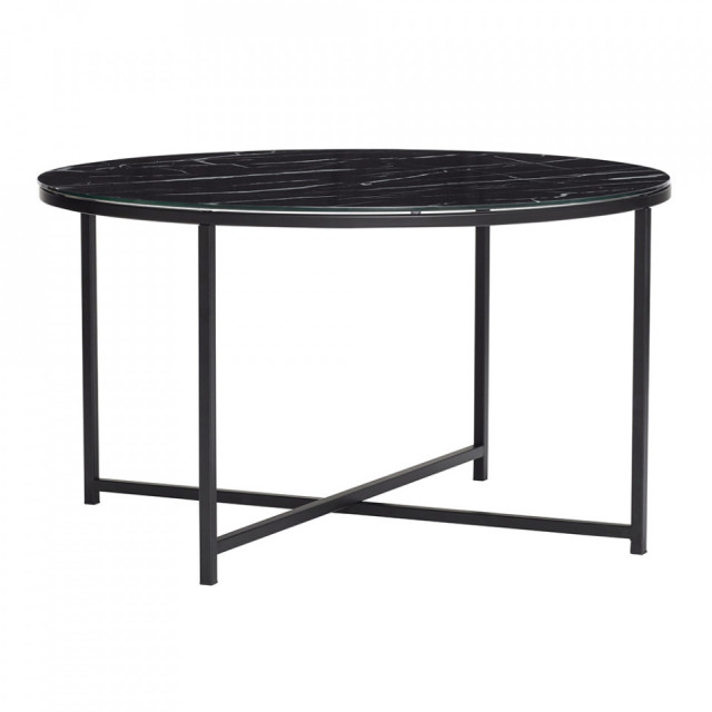 Masuta neagra din sticla si metal 80 cm Bitt Black Hubsch