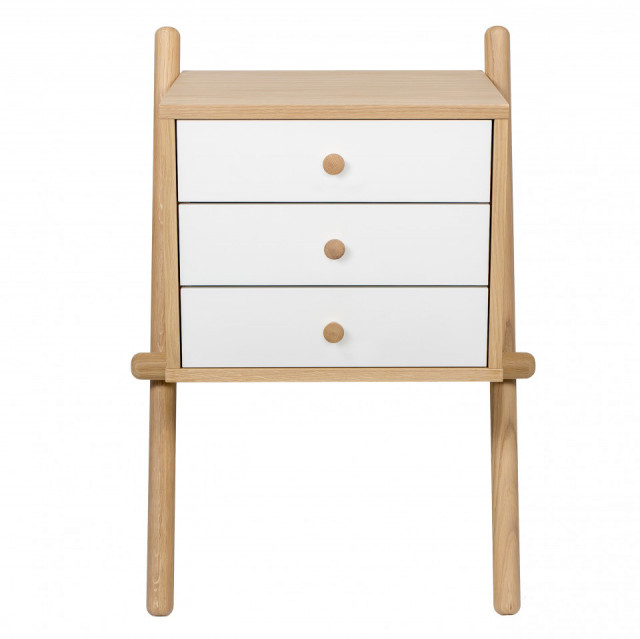 Noptiera maro/alba din lemn Wiru Three Woodman