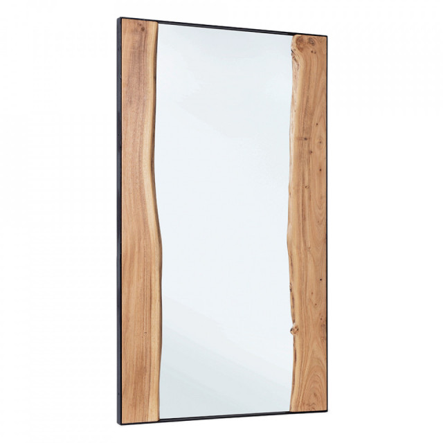 Oglinda dreptunghiulara maro din lemn de salcam si otel 80x140 cm Artur Bizzotto