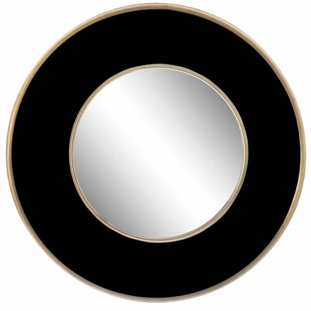 Oglinda rotunda aurie/neagra din metal 60 cm Tess Riverdale