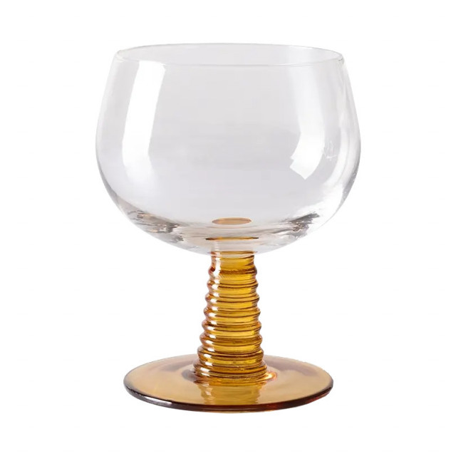 Pahar pentru vin ocru din sticla 10x12 cm Swirl HK Living