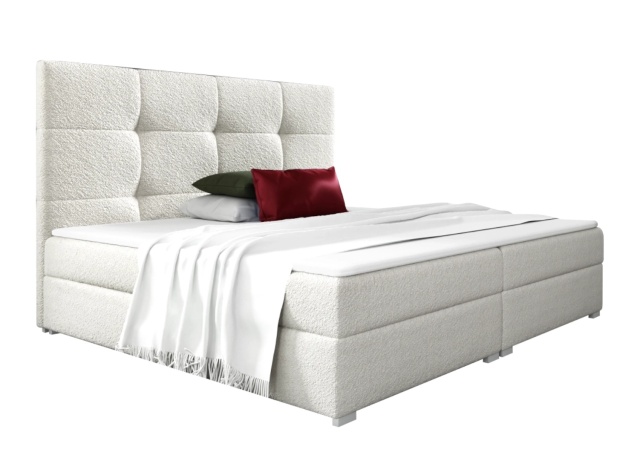 Pat alb din textil 160x200 cm Hari I Boxspring FURPOL