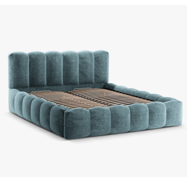 Pat albastru jeans din textil 200x200 cm Lupine Besolux