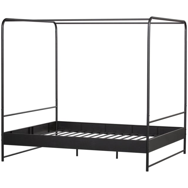 Pat cu baldachin negru din metal 165x206 cm Bunk Woood