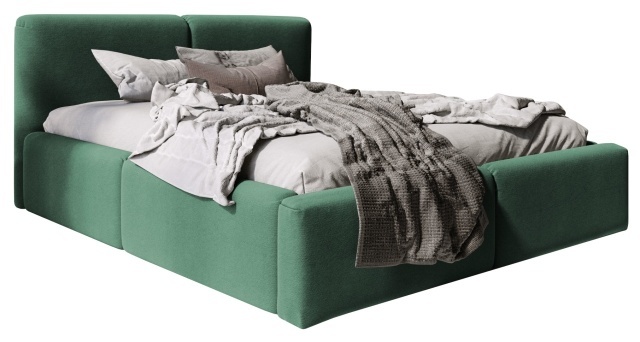 Pat verde din textil 140x200 cm Rosalie FURPOL