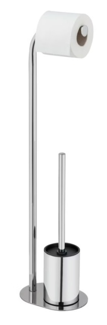 Perie toaleta cu suport hartie igienica argintiu din metal Levante Glossy Wenko