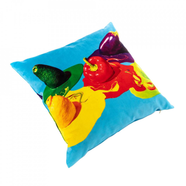 Perna patrata multicolora din fibre sintetice 50x50 cm Vegetables Polyester Toiletpaper Seletti