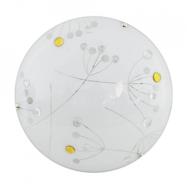 Plafoniera alba/maro chihlimbar din sticla cu LED Floral Candellux
