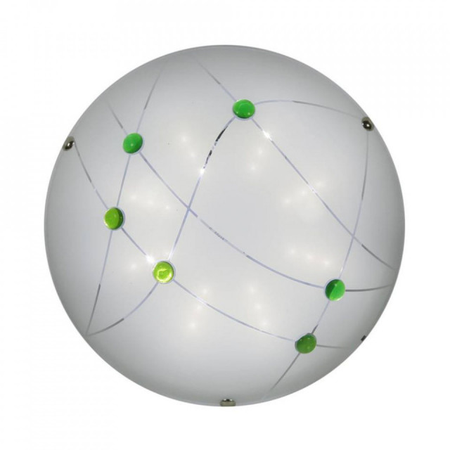 Plafoniera alba/verde din sticla cu LED Duca Candellux