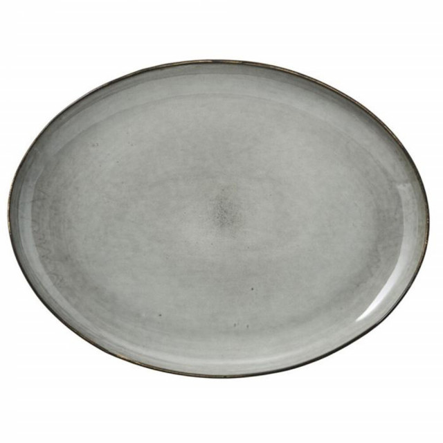 Platou oval gri din ceramica 30x40 cm Amera Lene Bjerre