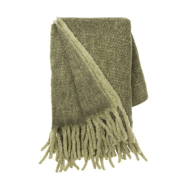 Pled oliv din lana si fibre acrilice 130x170 cm Mathea Cozy Living Copenhagen
