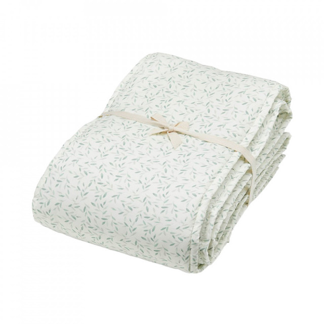 Protectie patut verde din bumbac organic 30x365 cm Leaves Cam Cam