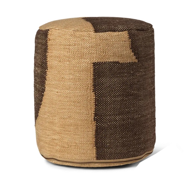 Puf exterior oval maro ciocolata din textil Forene Ferm Living