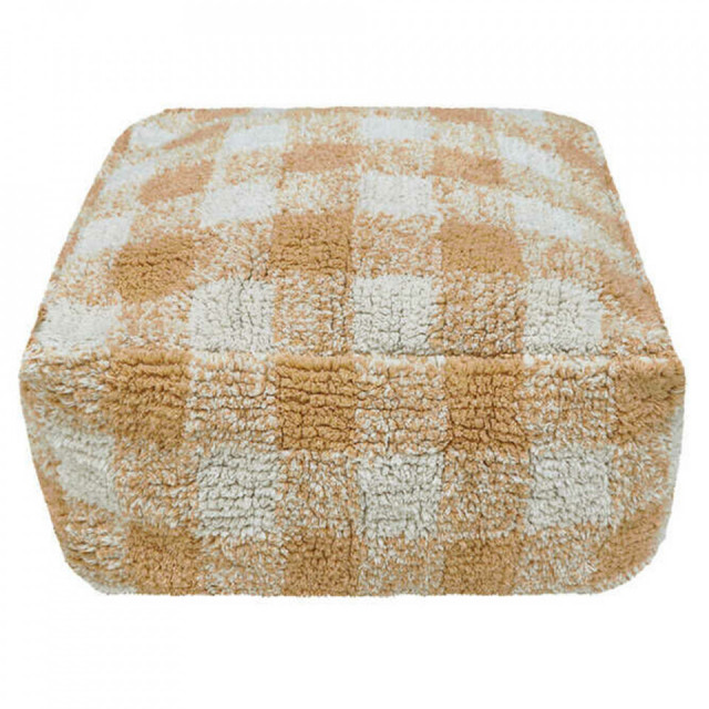 Puf patrat bej/portocaliu din bumbac 40x40 cm Gingham Lorena Canals