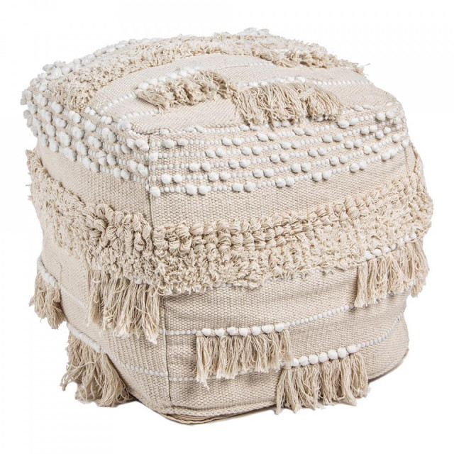 Puf patrat crem din bumbac 45x45 cm Acapulco Bizzotto