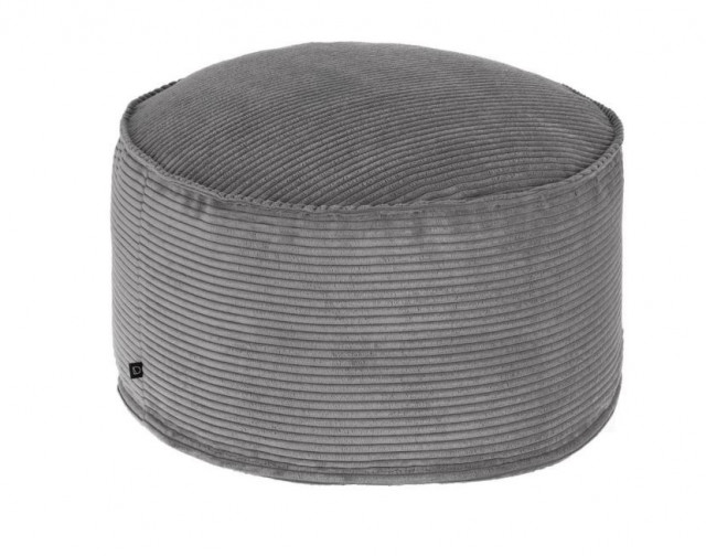 Puf rotund gri din textil 60 cm Wilma Kave Home