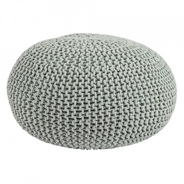 Puf rotund verde menta din bumbac 80 cm Weave Bizzotto