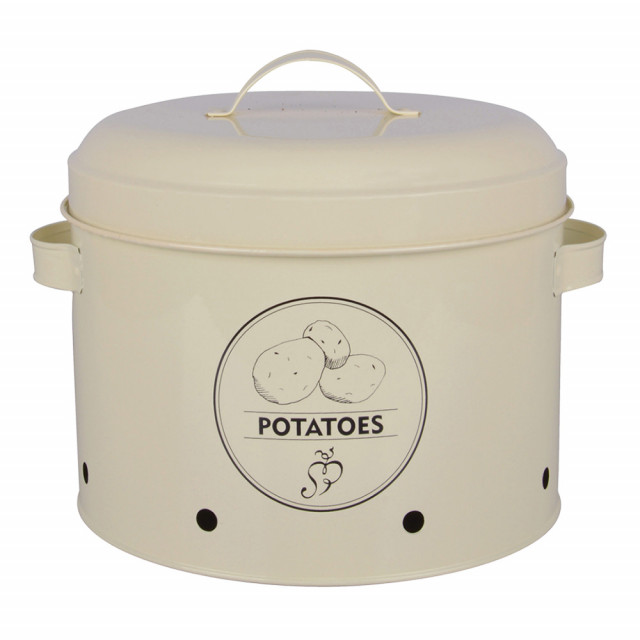Recipient cu capac alb/negru din metal 22x28 cm Potatoes Esschert Design