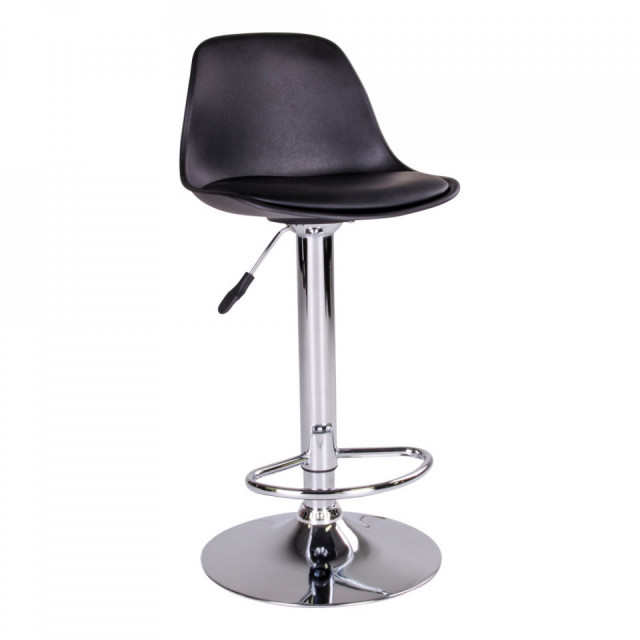 Scaun bar ajustabil negru/argintiu din piele ecologica Trondheim House Nordic