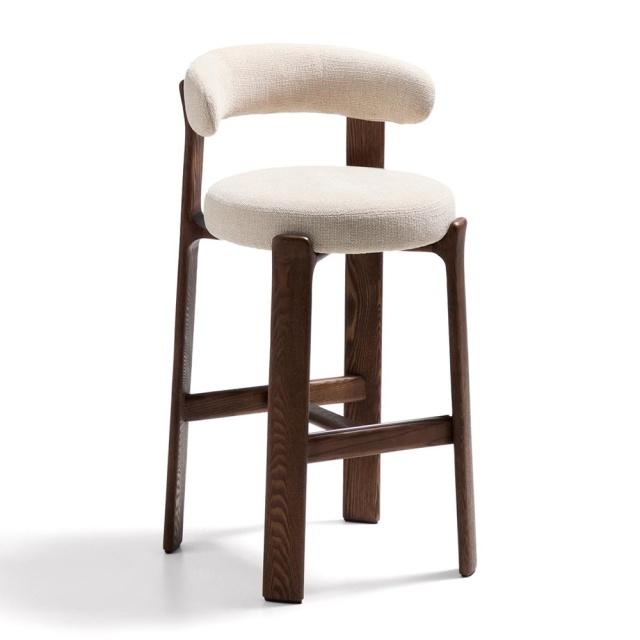 Scaun bar bej din textil Granite Chenille Tall Kave Home