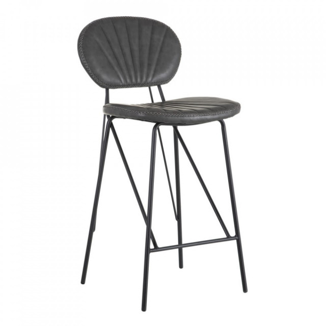 Scaun bar gri/negru din metal si piele Gorga The Home Collection