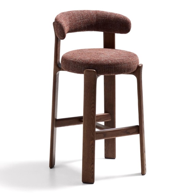 Scaun bar maro teracota din textil Granite Chenille Tall Kave Home