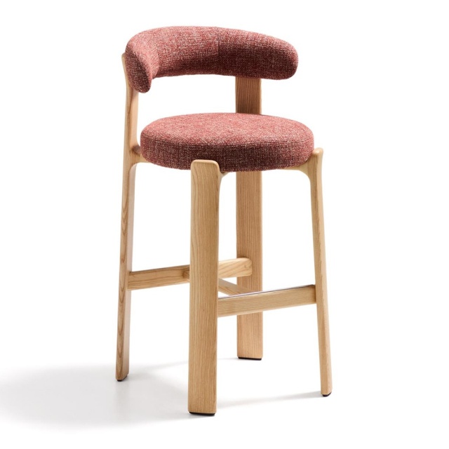 Scaun bar maro teracota/maro deschis din textil Granite Chenille Tall Kave Home