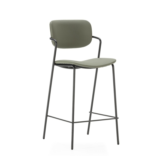 Scaun bar verde din piele ecologica Maika The Home Collection