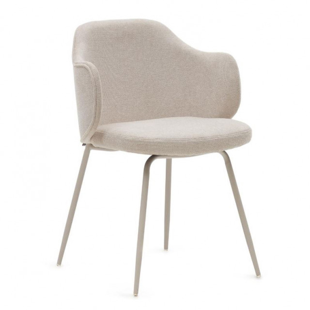 Scaun dining alb din textil Yunia Plain Kave Home