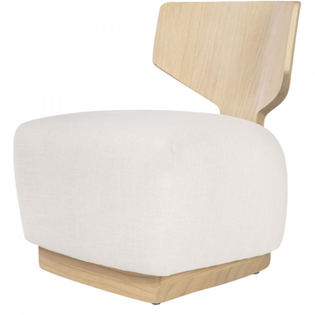 Scaun dining alb/maro din textil si lemn mindi Diola Versmissen