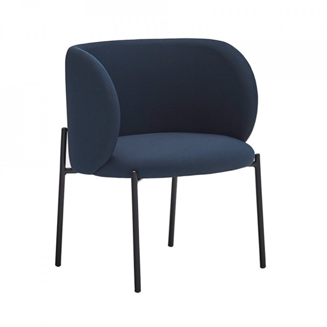 Scaun dining albastru inchis din textil Mogi Teulat