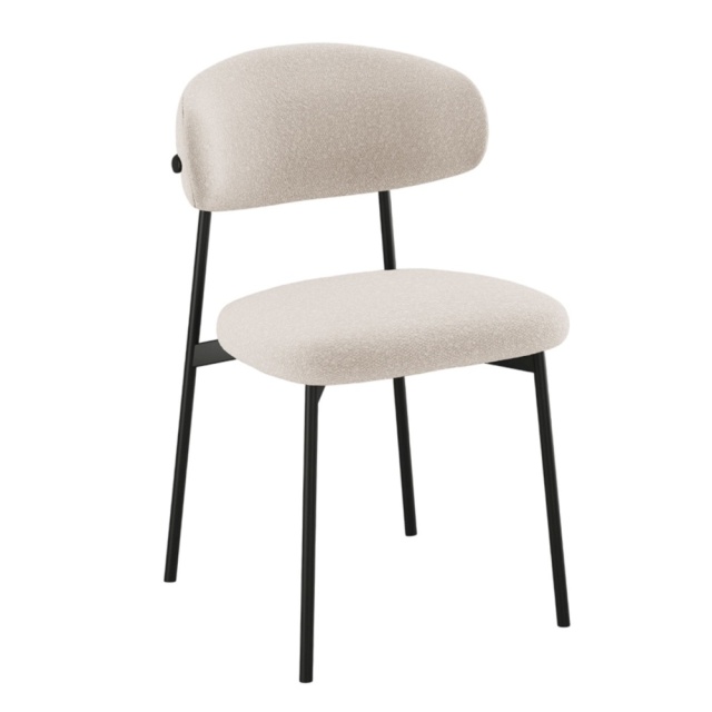 Scaun dining bej din textil Sander Boucle Micadoni