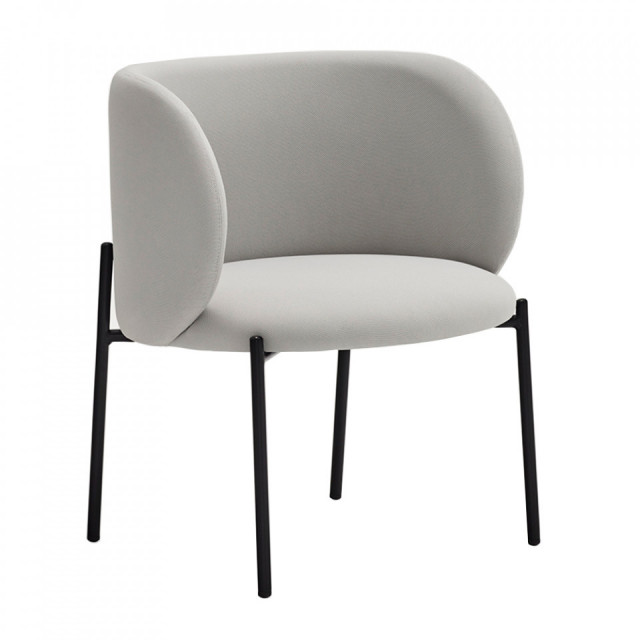 Scaun dining gri deschis din textil Mogi Teulat