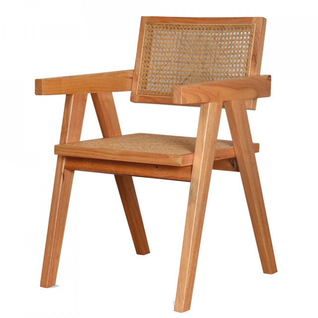 Scaun dining pliabil maro din lemn si ratan Friendly The Home Collection