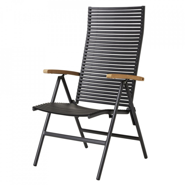 Scaun dining pliabil pentru exterior gri antracit/negru din aluminiu si lemn Mood Position Cinas