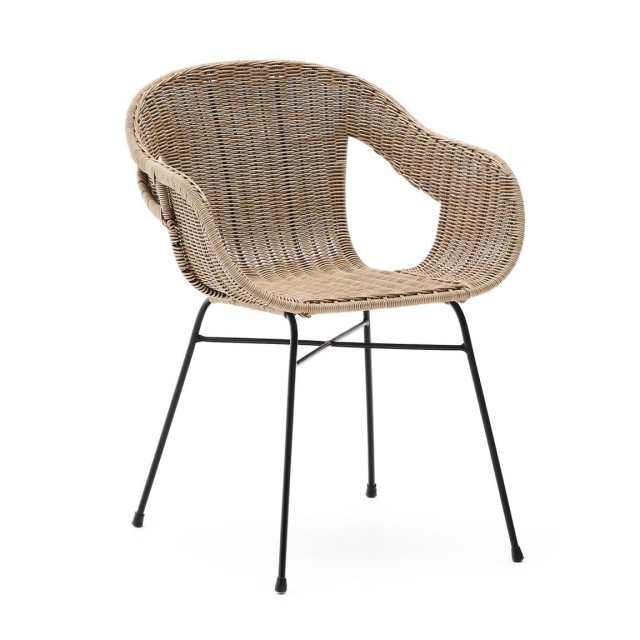 Scaun exterior dining maro din metal Eltiera Comf Kave Home