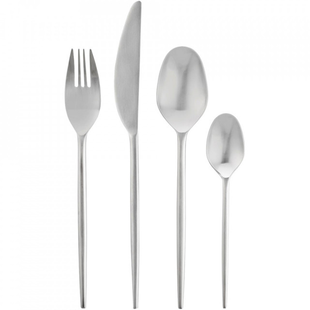 Set 16 tacamuri argintii din metal Fluent Bolia