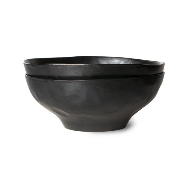 Set 2 boluri negre din ceramica 17 cm Bold & Basic HKliving