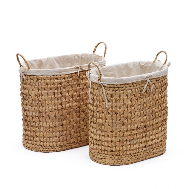 Set 2 cosuri de rufe maro din fibre naturale Tressa Kave Home