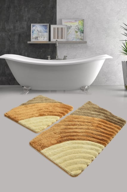 Set 2 covorase de baie multicolore din fibre sintetice 60x100 cm Karo The Home Collection