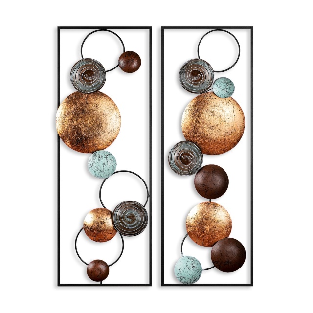 Set 2 decoratiuni de perete multicolore din metal 32x90 cm Textured 9 The Home Collection