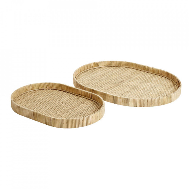 Set 2 platouri maro din ratan Fuji Nordal