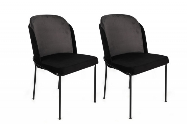 Set 2 scaune dining gri antracit/negre din catifea Dore The Home Collection