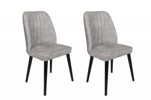 Set 2 scaune dining gri/negre din catifea Alfa The Home Collection
