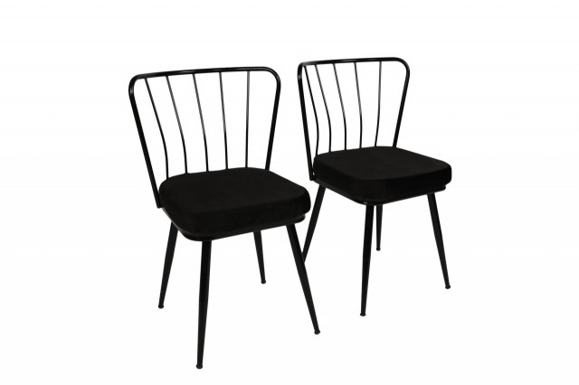 Set 2 scaune dining negre din catifea Ydal The Home Collection