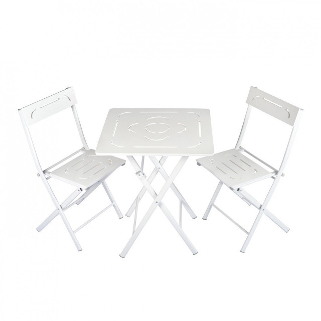 Set 2 scaune si masa dining alba din metal Bistro 2 The Home Collection